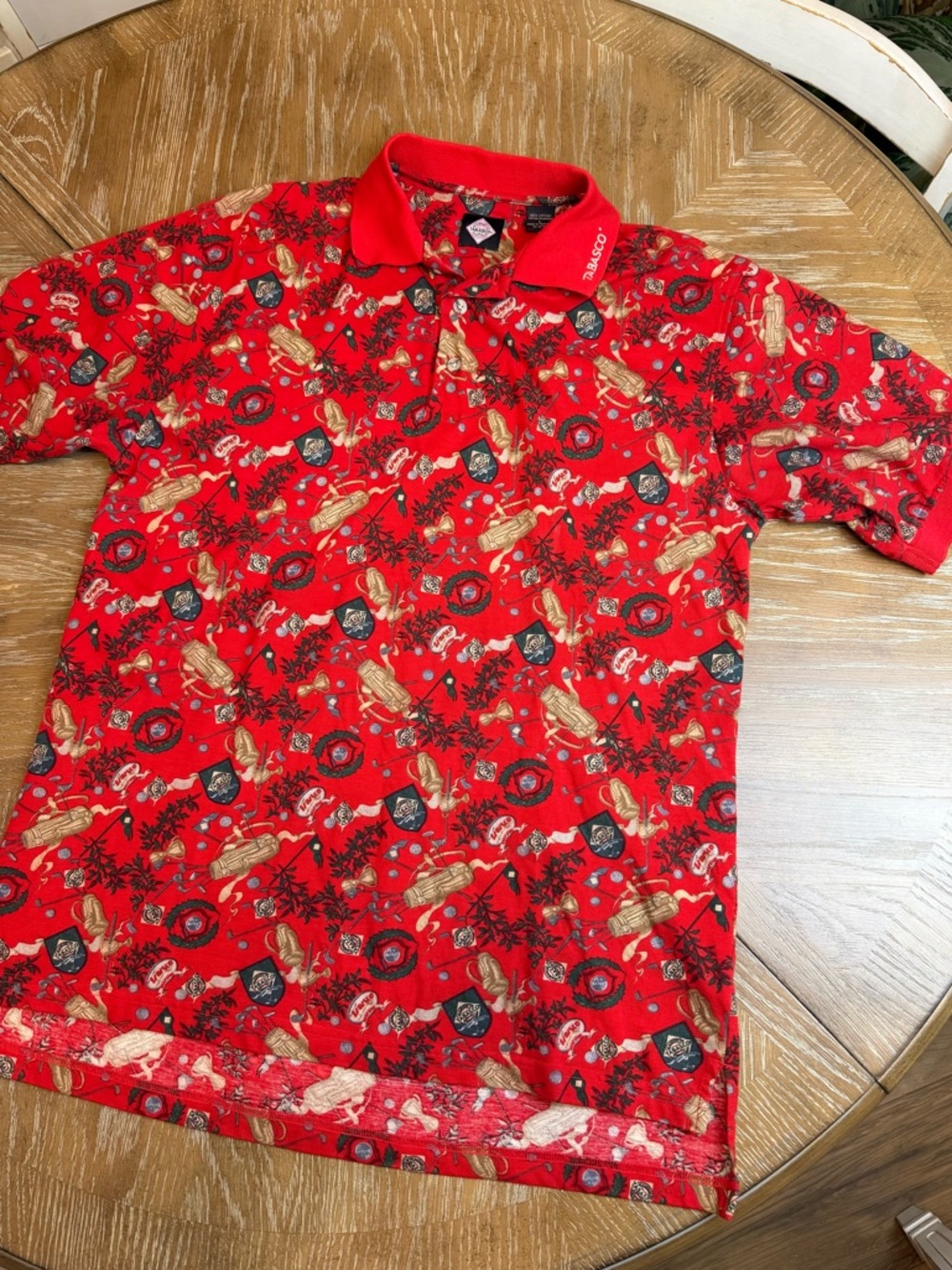 Tabasco Red All-Over Printed Gold Polo